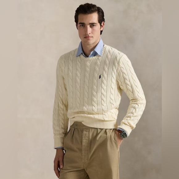 Polo by Ralph Lauren yellow Cable Knit Sweater Sz L - Picture 1 of 4